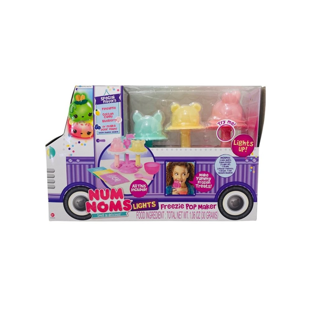 Num Noms Lights Freezie Pop Maker With 3 Flavor Packs 1 Spoon, cup & Booklet